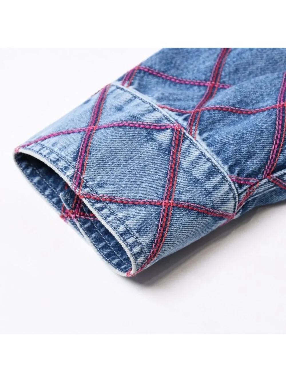 Chanel Collarless Denim Jacket CC Logo Stitch Blue